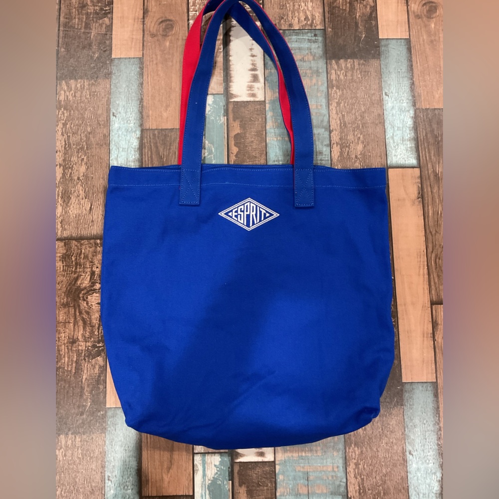 Esprit blues logo tote bag with zipper pocket 90 throwback